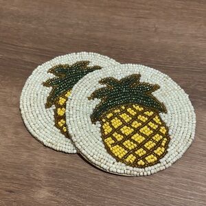 Beaded Pineapple Coasters - Cream and Yellow